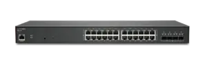 SonicWall Switch SWS14-24 with 24 ports, 4 SFP+, Non-PoE, compact form factor, energy-efficient design